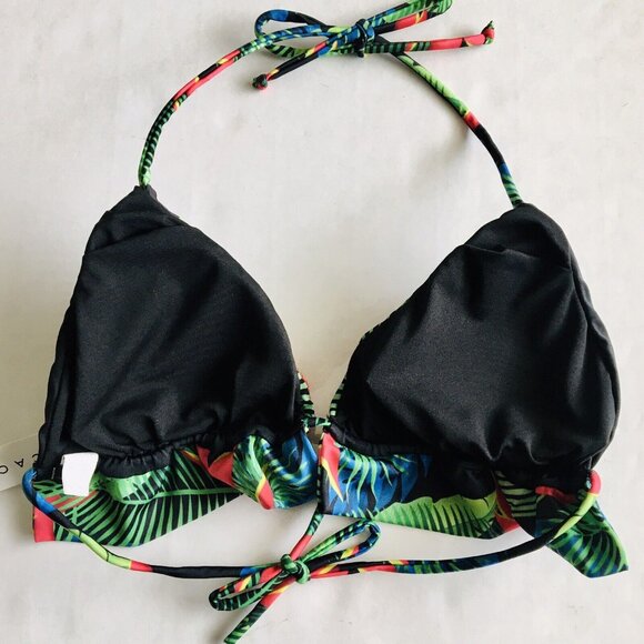 Caceline Two Piece Beaded Bathing Suit Tropical Bikini Peplum‎ Top Size Large - Picture 4 of 9